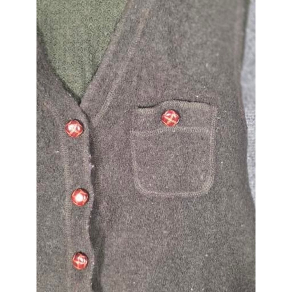 VTG Arlando Women's Green Button Front Knit Vest With Pocket Large Steampunk - Picture 8 of 10